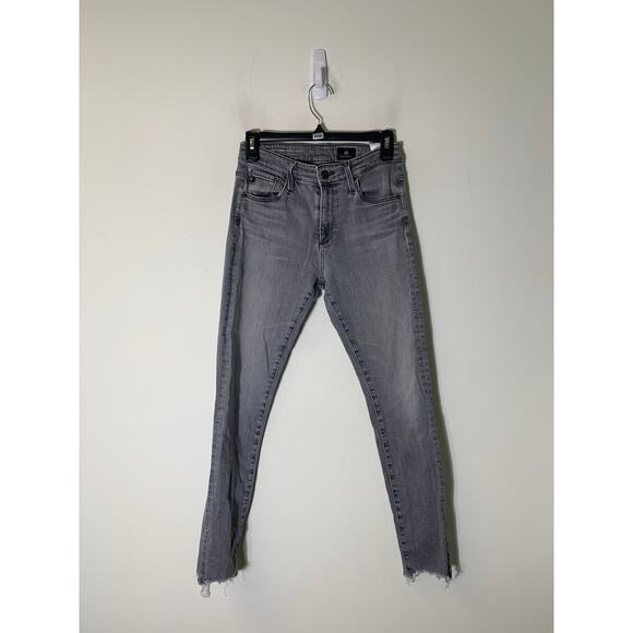 AG Gray Denim Skinny Ankle Jean with Distressed Hem Sz 26 - Picture 1 of 2